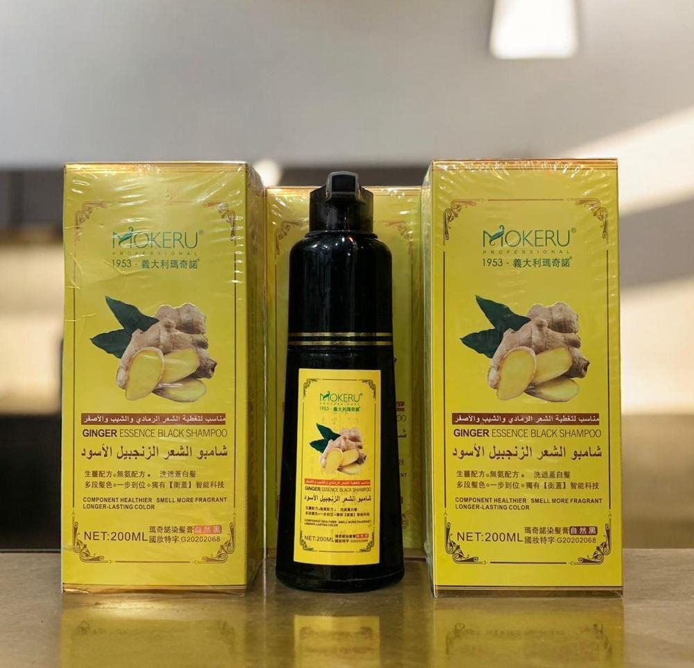 Ginger Extract Black Hair Dye Shampoo [200 Ml] | Mokeru Ginger Black Hair Shampoo